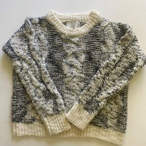 L.O.A Marled Cable Knit Crewneck Sweater - off white & Black good preloved sz S